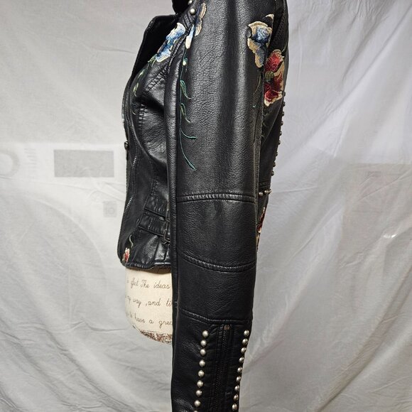 Faux Leather Jacket With Embroidery - Picture 8 of 16